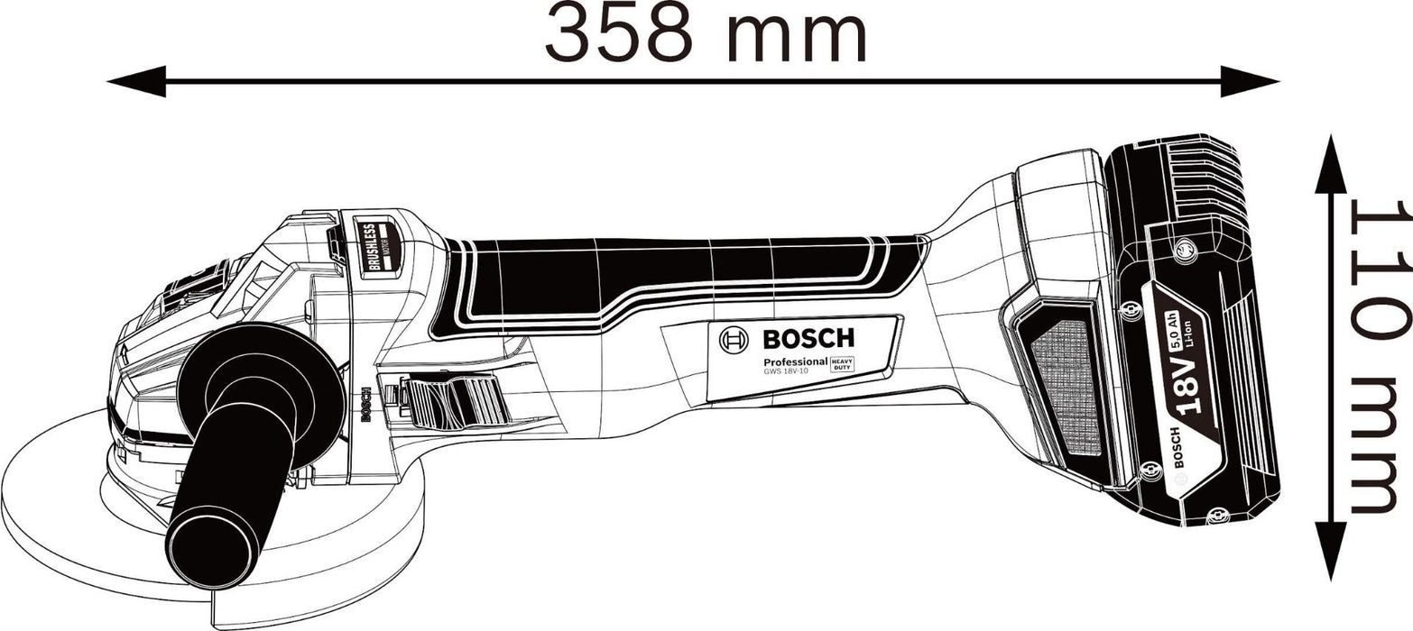 Akumulatorska ugaona brusilica Bosch GWS 18V-10; 2x5,0Ah; L-Boxx; 125mm (06019J4004) Aku ugaona brusilica BOSCH BOSCH-06019J4004 Madras doo Beograd