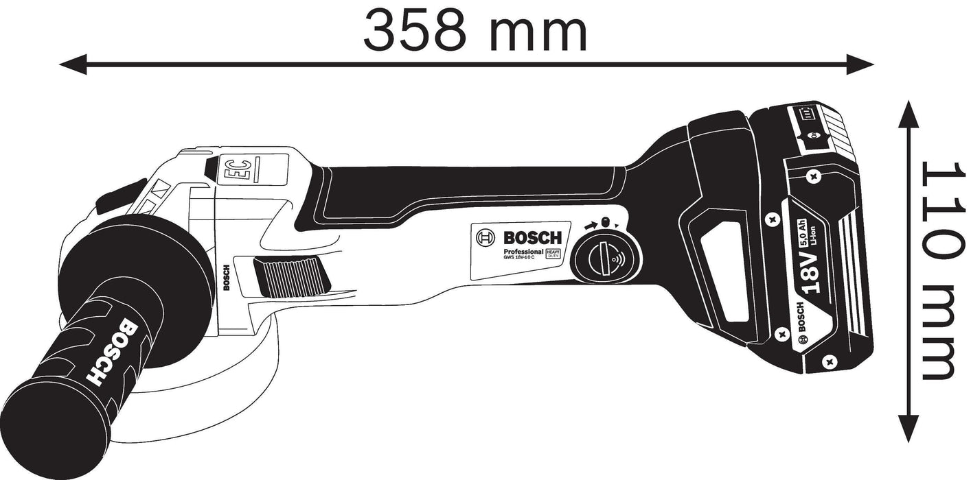 Akumulatorska ugaona brusilica Bosch GWS 18V-10 C; 2x5,0Ah; L-Boxx; 125mm (06019G310D) Aku ugaona brusilica BOSCH BOSCH-06019G310D Madras doo Beograd