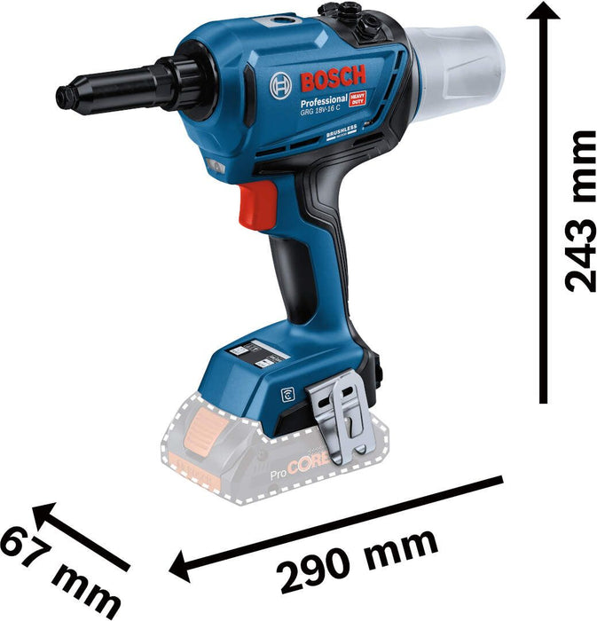 Akumulatorski pištolj za pop nitne Bosch GRG 18V-16 C; 2 x GBA 18V 2,0 Ah + L-Boxx kofer (06019K5020) Aku pištolj za pop nitne BOSCH BOSCH-06019K5020 Madras doo Beograd