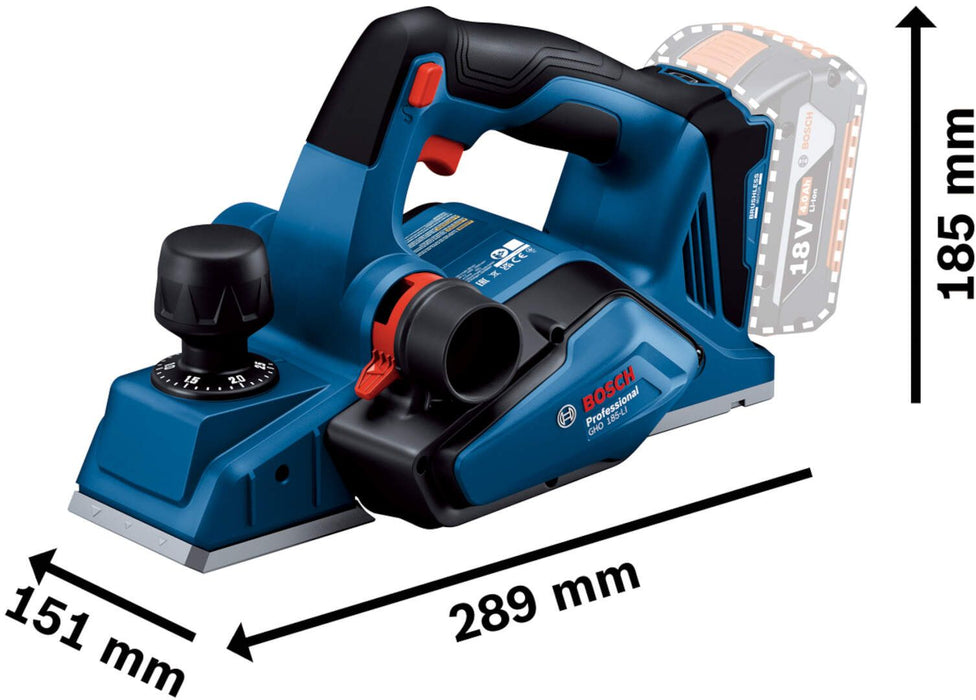 Akumulatorsko rende (ručni abrihter) Bosch GHO 185-Li 18V Solo (06015B5021) Aku rende BOSCH Madras doo Beograd