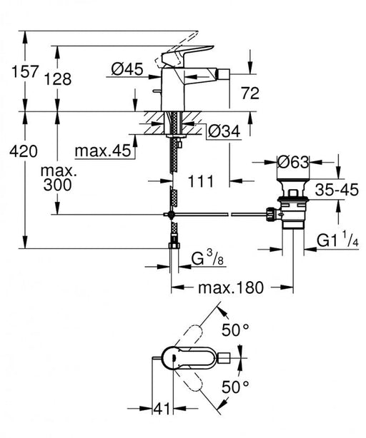 Baterija za bide GROHE BAUEDGE (GR23331000) Baterije za bide Grohe GR23331000 Madras doo Beograd