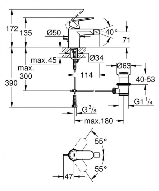 Baterija za bide GROHE COSMOPOLITAN (GR32839000) Baterije za bide Grohe GR32839000 Madras doo Beograd