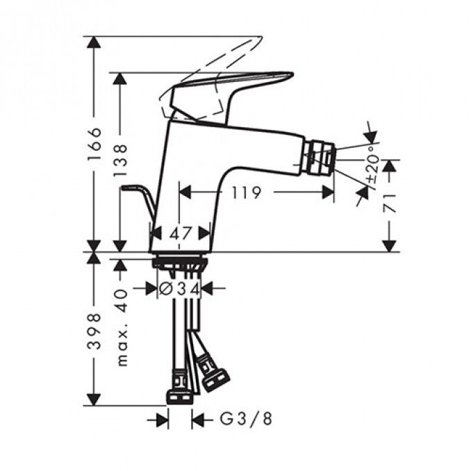 Baterija za bide HANSGROHE LOGIS (HG71204000) Baterije za bide Hansgrohe HG71204000 Madras doo Beograd