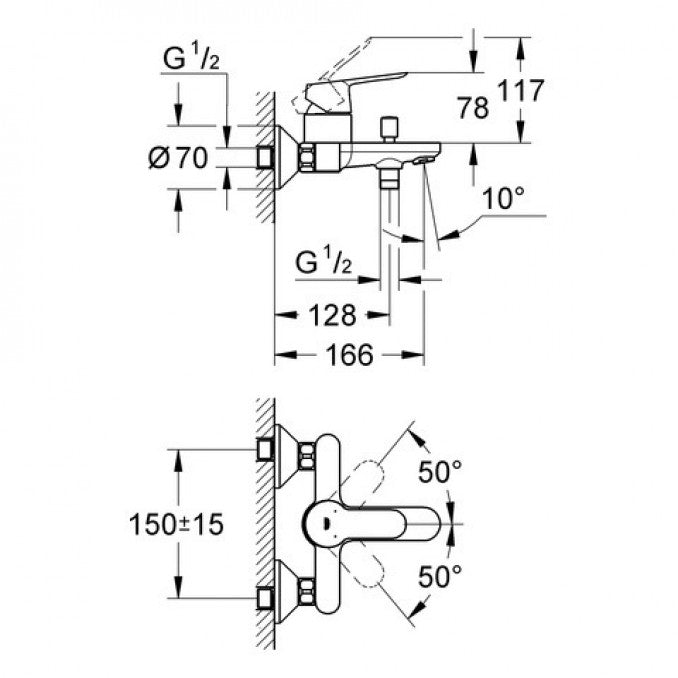 Baterija za kadu GROHE BAUEDGE 23334000 Baterije za kadu Grohe Madras doo Beograd