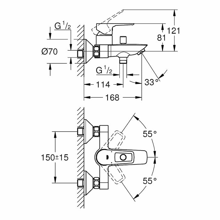 Baterija za kadu GROHE BAULOOP (GR23602001) Baterije za kadu Grohe GR23602001 Madras doo Beograd