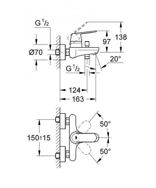 Baterija za kadu GROHE COSMOPOLITAN (GR32831000) Baterije za kadu Grohe GR32831000 Madras doo Beograd