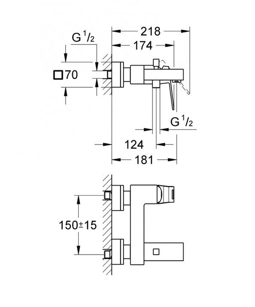 Baterija za kadu GROHE EUROCUBE 23140000 Baterije za kadu Grohe Madras doo Beograd