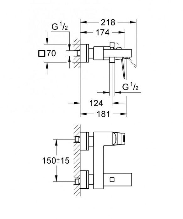 Baterija za kadu GROHE EUROCUBE (GR23140000) Baterije za kadu Grohe GR23140000 Madras doo Beograd