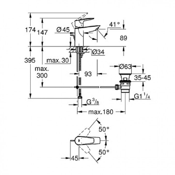 Baterija za lavabo Grohe BAUEDGE NEW S (GR23328001) Baterije za lavabo Grohe GR23328001 Madras doo Beograd