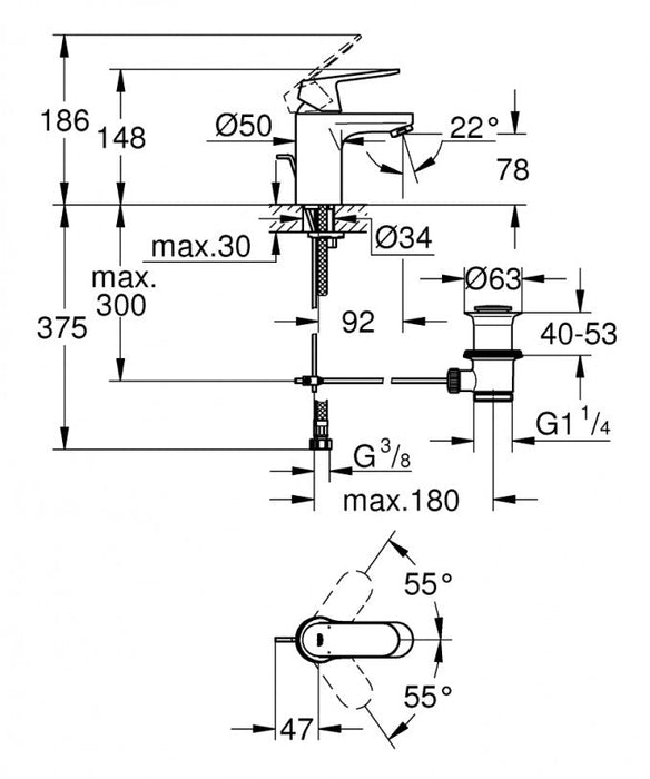 Baterija za lavabo GROHE COSMOPOLITAN 32825000 Baterije za lavabo Grohe Madras doo Beograd