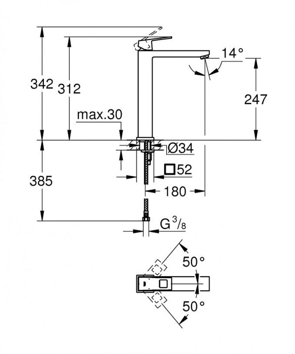 Baterija za lavabo GROHE EUROCUBE XL (GR23406000) Baterije za lavabo Grohe GR23406000 Madras doo Beograd