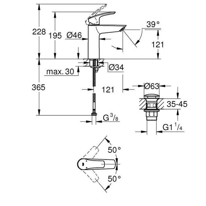 Baterija za lavabo GROHE EUROSMART NEW M (23923003) Baterije za lavabo Grohe 23923003 Madras doo Beograd