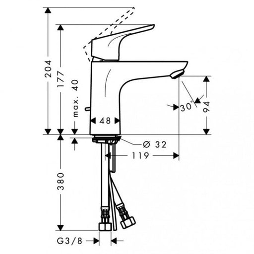 Baterija za lavabo HANSGROHE FOCUS 100 (HG31607000) Baterije za lavabo Hansgrohe HG31607000 Madras doo Beograd