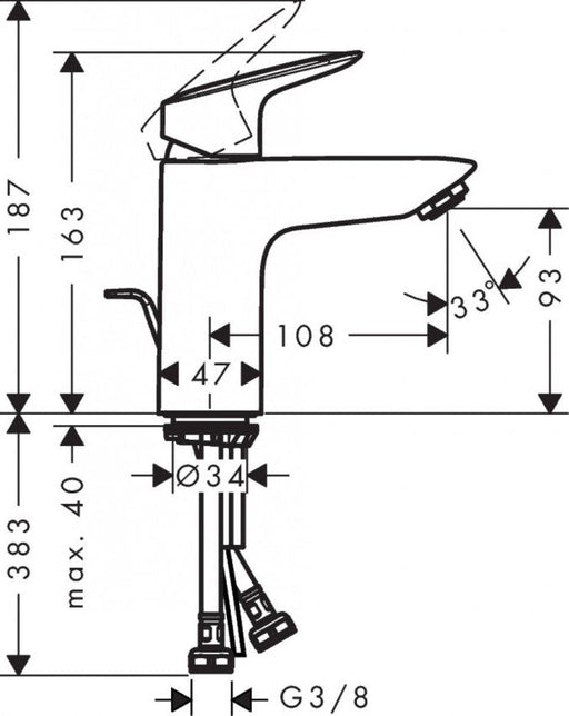 Baterija za lavabo HANSGROHE LOGIS 100 (HG71100000) Baterije za lavabo Hansgrohe HG71100000 Madras doo Beograd