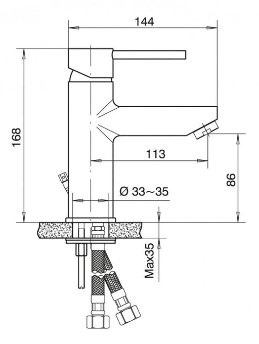 Baterija za lavabo MINOTTI TUBO (6112) Baterije za lavabo Minotti 6112 Madras doo Beograd