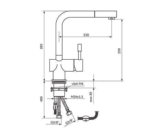 BATERIJA ZA SUDOPERU 2 CEVI STEEL – ROSAN JS38601 Baterije za sudoperu Rosan 0122991000 Madras doo Beograd