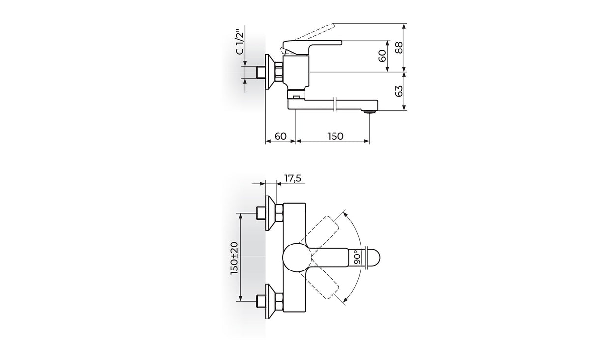 BATERIJA ZA SUDOPERU ILI LAVABO 150mm ZIDNA ROSAN JB32115 Baterije za sudoperu Rosan Madras doo Beograd