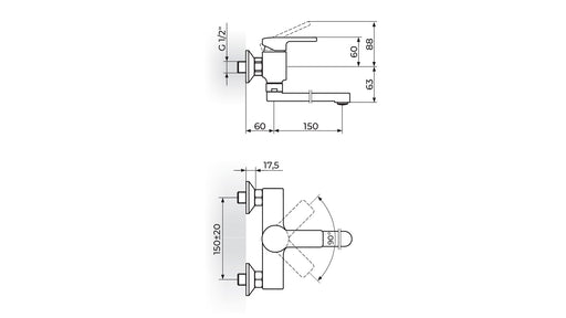 BATERIJA ZA SUDOPERU ILI LAVABO 150mm ZIDNA ROSAN JB32115 Baterije za sudoperu Rosan Madras doo Beograd