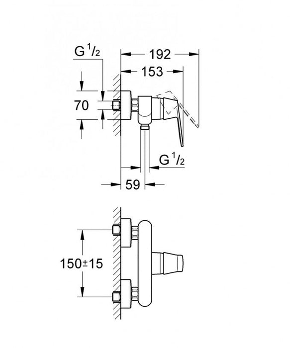 Baterija za tuš kabinu GROHE COSMOPOLITAN 32837000 Baterije za tuš kabinu Grohe Madras doo Beograd