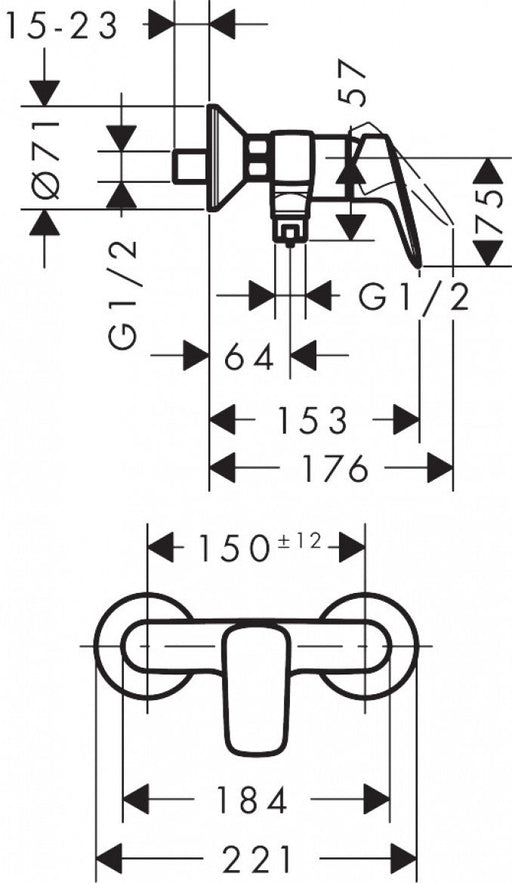 Baterija za tuš kabinu HANSGROHE LOGIS (HG71600000) Baterije za tuš kabinu Hansgrohe HG71600000 Madras doo Beograd