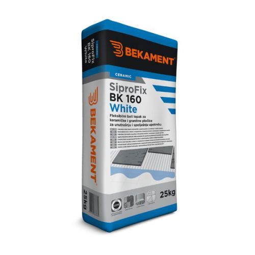 Bekament SiproFix BK 160 White 25kg- CENA VAŽI ZA PALETNU KUPOVINU (48 KOM) Lepak za pločice Bekament Madras doo Beograd
