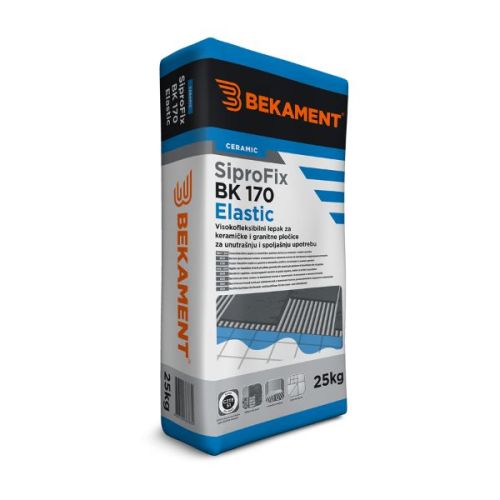 Bekament SiproFix BK 170 Elastic 25kg- CENA VAŽI ZA PALETNU KUPOVINU (48 KOM) Lepak za pločice Bekament Madras doo Beograd