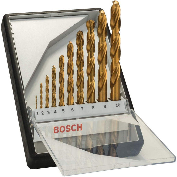 Bosch 10-delni Robust Line set burgija za metal HSS-TiN, 135° 1; 2; 3; 4; 5; 6; 7; 8; 9; 10 mm, 135° - 2607010536 Set burgija za metal BOSCH BOSCH-2607010536 Madras doo Beograd