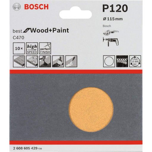 Bosch 10-delni set brusnih listova C470 115 mm, 120 pakovanje od 10 komada - 2608605429 Set brusnih listova BOSCH BOSCH-2608605429 Madras doo Beograd