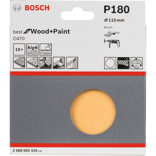 Bosch 10-delni set brusnih listova C470 115 mm, 180 pakovanje od 10 komada - 2608605430 Set brusnih listova BOSCH BOSCH-2608605430 Madras doo Beograd