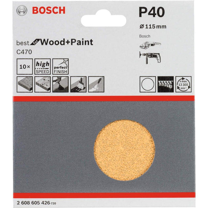 Bosch 10-delni set brusnih listova C470 115 mm, 40 pakovanje od 10 komada - 2608605426 Set brusnih listova BOSCH BOSCH-2608605426 Madras doo Beograd