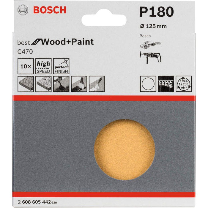 Bosch 10-delni set brusnih listova C470 125 mm, 180 pakovanje od 10 komada - 2608605442 Set brusnih listova BOSCH BOSCH-2608605442 Madras doo Beograd