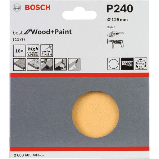 Bosch 10-delni set brusnih listova C470 125 mm, 240 pakovanje od 10 komada - 2608605443 Set brusnih listova BOSCH BOSCH-2608605443 Madras doo Beograd