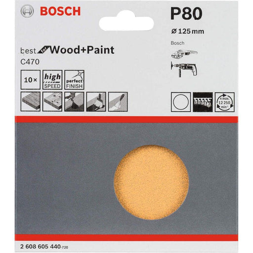 Bosch 10-delni set brusnih listova C470 125 mm, 80 pakovanje od 10 komada - 2608605440 Set brusnih listova BOSCH BOSCH-2608605440 Madras doo Beograd