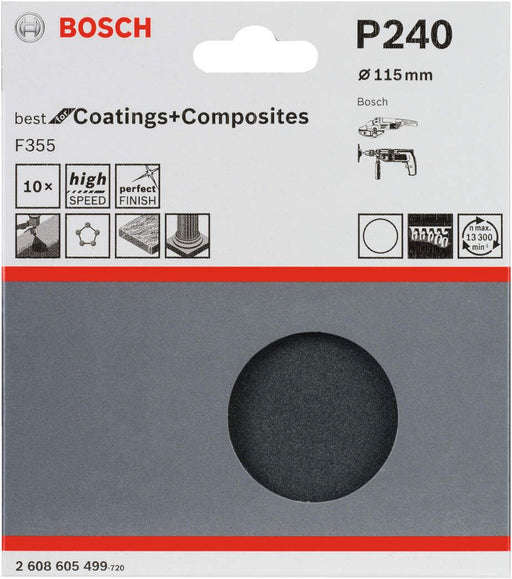 Bosch 10-delni set brusnih listova F355 115 mm, 220 pakovanje od 10 komada - 2608605499 Set brusnih listova BOSCH BOSCH-2608605499 Madras doo Beograd