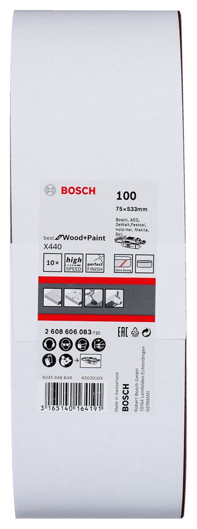 Bosch 10-delni set brusnih traka X440 75 x 533 mm granulacija 100 - pakovanje od 10 komada (2608606083) Set brusnih traka BOSCH BOSCH-2608606083 Madras doo Beograd