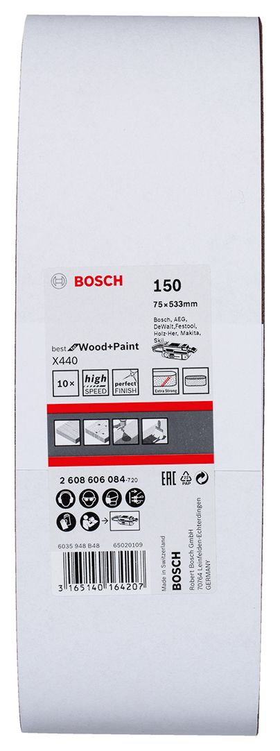 Bosch 10-delni set brusnih traka X440 75 x 533 mm granulacija 150 - pakovanje od 10 komada (2608606084) Set brusnih traka BOSCH BOSCH-2608606084 Madras doo Beograd