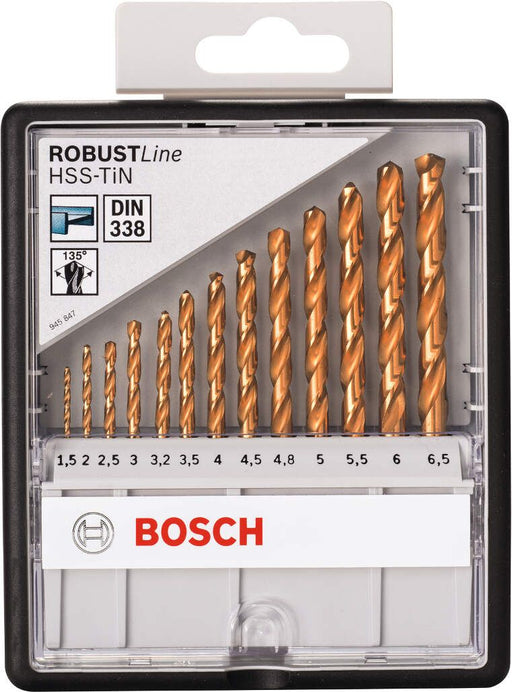 Bosch 13-delni Robust Line set burgija za metal HSS-TiN, 135° 1,5; 2; 2,5; 3; 3,2; 3,5; 4; 4,5; 4,8; 5; 5,5; 6; 6,5 mm, 135° - 2607010539 Pribor BOSCH BOSCH-2607010539 Madras doo Beograd