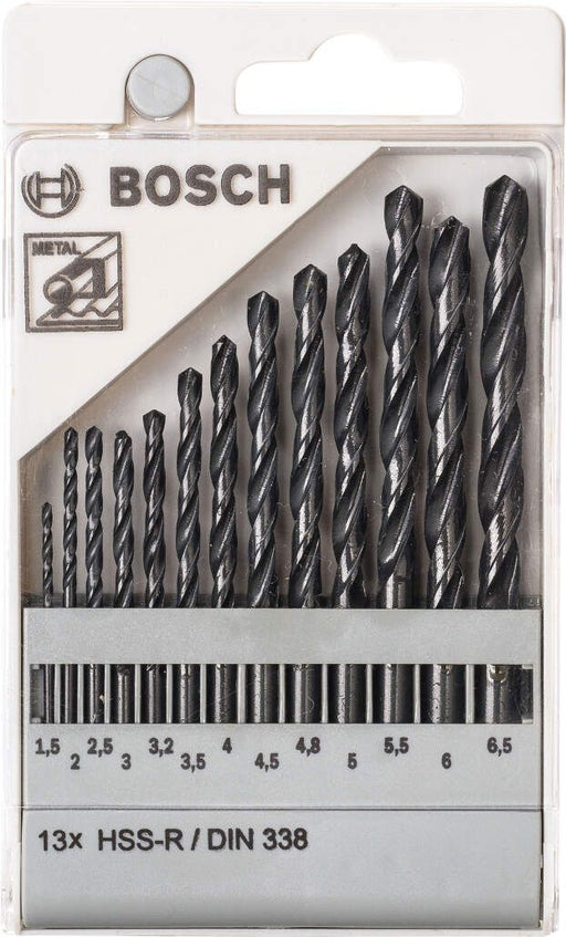 Bosch 13-delni set burgija za metal HSS-R, DIN 338 1,5; 2; 2,5; 3; 3,2; 3,5; 4; 4,5; 4,8; 5; 5,5; 6; 6,5 mm - 1609200201 Pribor BOSCH BOSCH-1609200201 Madras doo Beograd