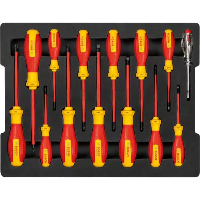 Bosch – 14-delni set VDE Električarskih odvrtača – 1600A02NF9 VDE izolovani set odvrtača BOSCH Madras doo Beograd