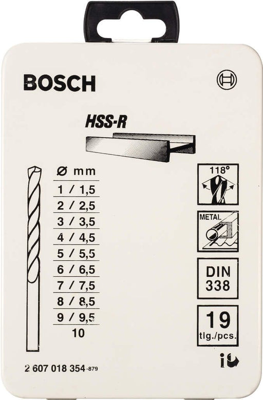 Bosch 19-delni set burgija za metal HSS-R, DIN 338, u metalnoj kutiji 1-10 mm - 2607018354 Pribor BOSCH BOSCH-2607018354 Madras doo Beograd