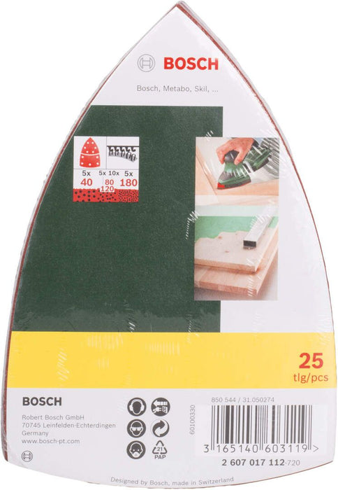 Bosch 25-delni set brusnih listova za multi-brusilicu, granulacija 40, 80, 120, 180 (2607017112) Pribor BOSCH BOSCH-2607017112 Madras doo Beograd