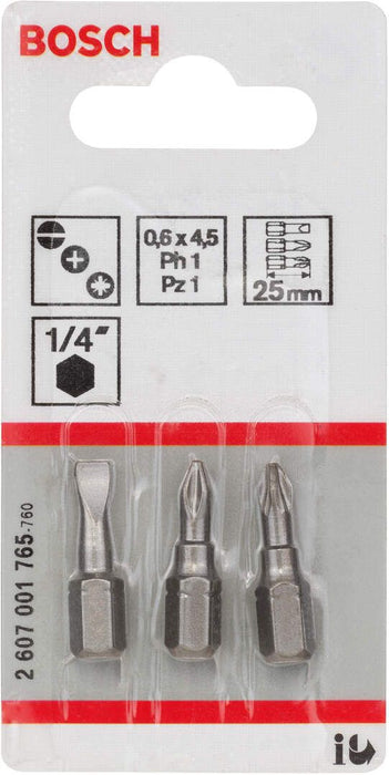 Bosch 3-delni paket bitova odvrtača ekstra tvrdi S 0,6x4,5; PH1; PZ1; 25mm (2607001765) Set bitova BOSCH BOSCH-2607001765 Madras doo Beograd