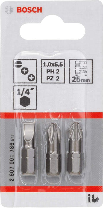 Bosch 3-delni paket bitova odvrtača ekstra tvrdi S 1,0x5,5; PH2; PZ2; 25mm (2607001766) Set bitova BOSCH Madras doo Beograd