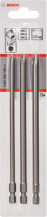 Bosch 3-delni set bitova odvrtača ekstra-tvrdi PH1; PH2; PH3; 152 mm - 2607001758 Set bitova BOSCH BOSCH-2607001758 Madras doo Beograd