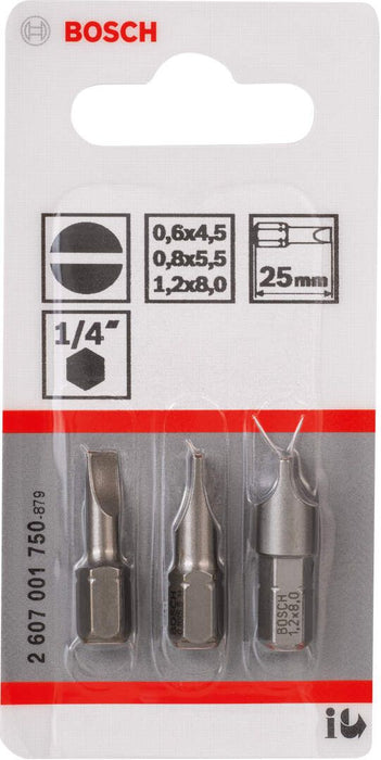 Bosch 3-delni set bitova odvrtača ekstra tvrdi S 0,6x4,5; S 0,8x5,5; S 1,2x8,0 (2607001750) Set bitova BOSCH BOSCH-2607001750 Madras doo Beograd