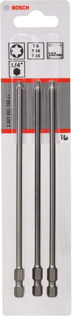 Bosch 3-delni set bitova odvrtača ekstra-tvrdi T8; T10; T15; 152 mm - 2607001763 Set bitova BOSCH BOSCH-2607001763 Madras doo Beograd