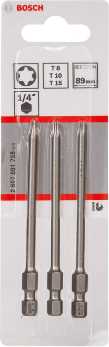 Bosch 3-delni set bitova odvrtača ekstra-tvrdi T8; T10; T15; 89mm (2607001759) Set bitova BOSCH BOSCH-2607001759 Madras doo Beograd