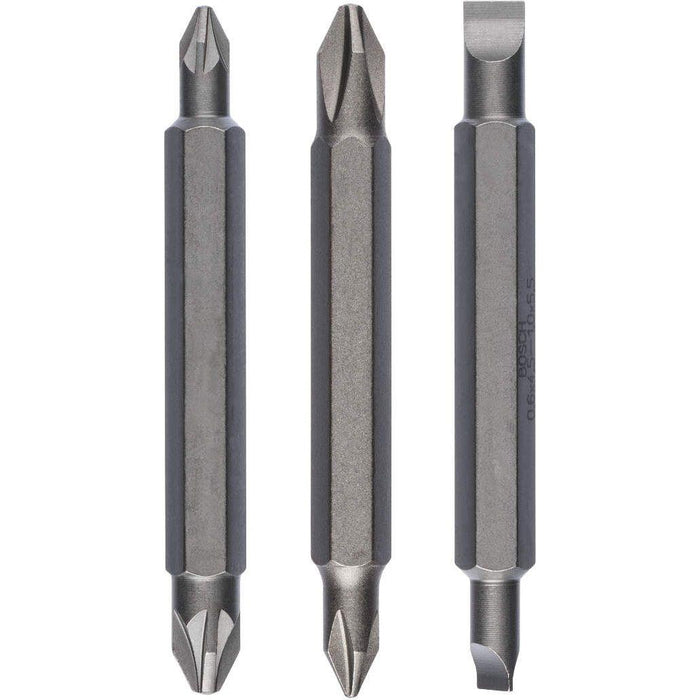 Bosch 3-delni set dvostranih nastavaka PH1, PZ1, S 0,6x4,5; PH2, PZ2, S 1,0x5,5; 60 mm - 2607001745 Set dvostranih nastavaka BOSCH BOSCH-2607001745 Madras doo Beograd