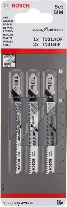 Bosch 3-delni set listova ubodne testere T 101 BIF (2x); T 101 AOF - 2608636429 Set listova za ubodnu testeru BOSCH BOSCH-2608636429 Madras doo Beograd