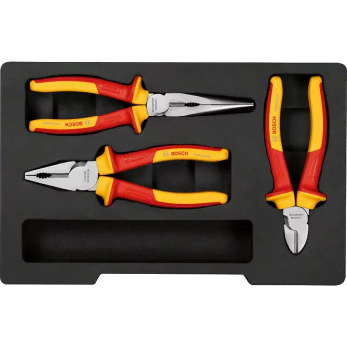 Bosch – 3-delni set VDE Električarskih klešta – 1600A02NG0 VDE izolovani set klešta BOSCH Madras doo Beograd